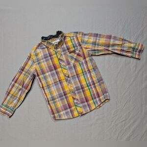 Ben Sherman Boys LS Plaid Button Front Shirt Sz 4/5